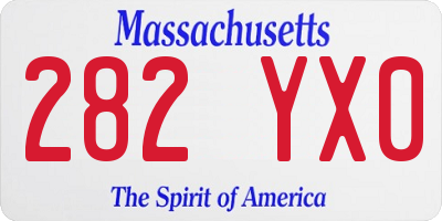 MA license plate 282YX0