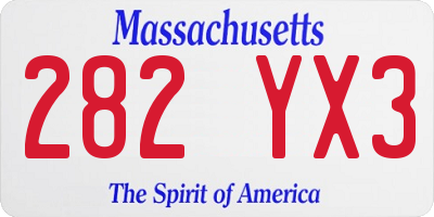 MA license plate 282YX3