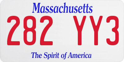 MA license plate 282YY3