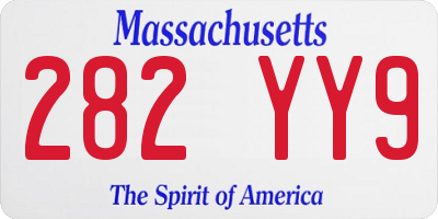 MA license plate 282YY9