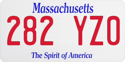 MA license plate 282YZ0