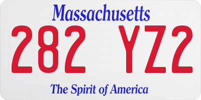 MA license plate 282YZ2