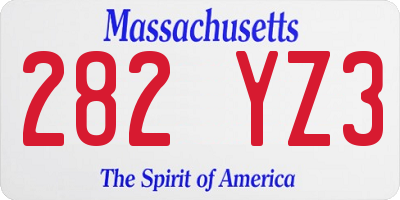 MA license plate 282YZ3