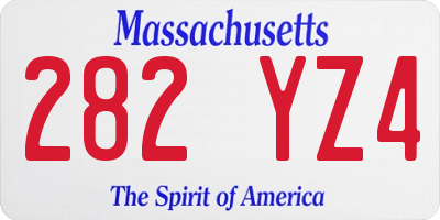 MA license plate 282YZ4