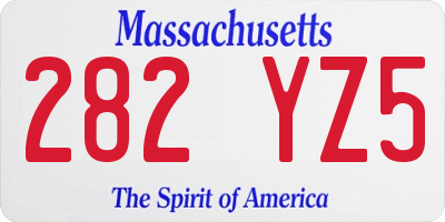 MA license plate 282YZ5