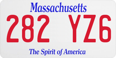 MA license plate 282YZ6