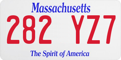 MA license plate 282YZ7