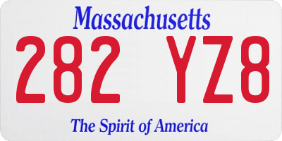 MA license plate 282YZ8