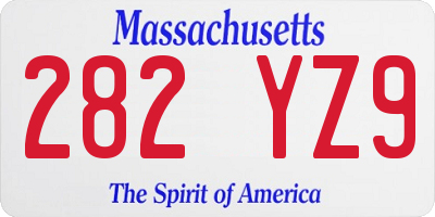 MA license plate 282YZ9