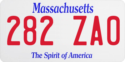 MA license plate 282ZA0