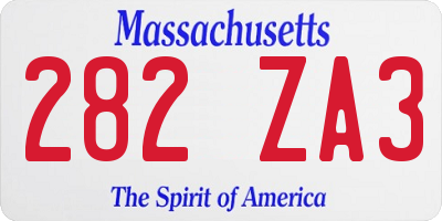 MA license plate 282ZA3