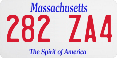 MA license plate 282ZA4