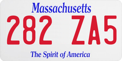 MA license plate 282ZA5