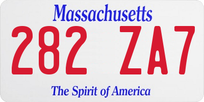 MA license plate 282ZA7