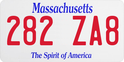 MA license plate 282ZA8