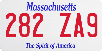 MA license plate 282ZA9