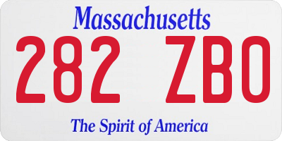 MA license plate 282ZB0