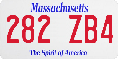 MA license plate 282ZB4