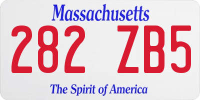 MA license plate 282ZB5