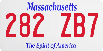 MA license plate 282ZB7