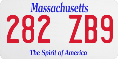 MA license plate 282ZB9