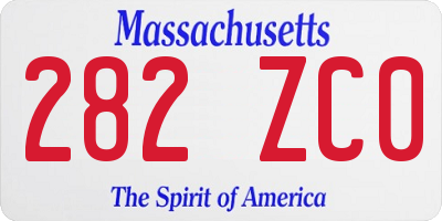 MA license plate 282ZC0