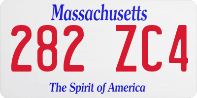 MA license plate 282ZC4
