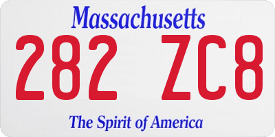 MA license plate 282ZC8