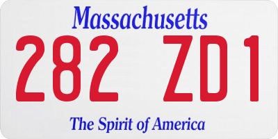 MA license plate 282ZD1