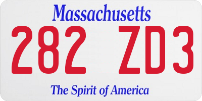 MA license plate 282ZD3
