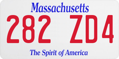 MA license plate 282ZD4
