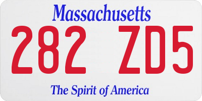 MA license plate 282ZD5