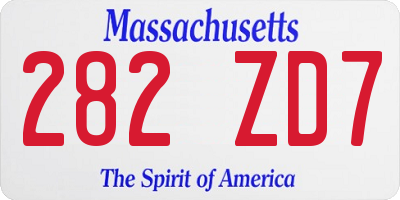MA license plate 282ZD7
