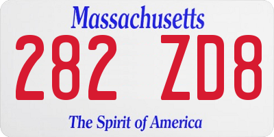 MA license plate 282ZD8