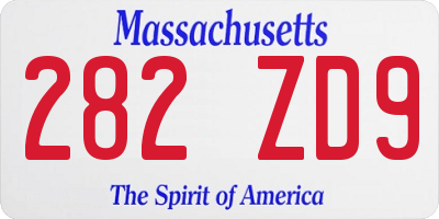 MA license plate 282ZD9