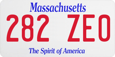 MA license plate 282ZE0