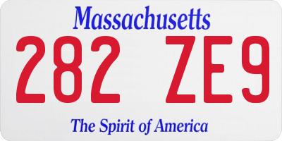 MA license plate 282ZE9