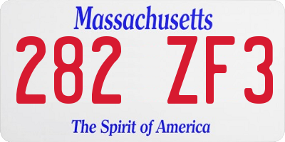 MA license plate 282ZF3