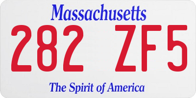 MA license plate 282ZF5