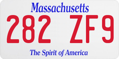 MA license plate 282ZF9