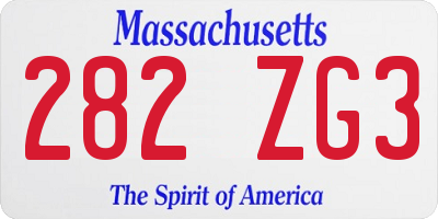 MA license plate 282ZG3