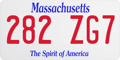 MA license plate 282ZG7