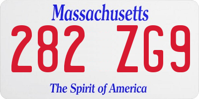 MA license plate 282ZG9