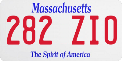 MA license plate 282ZI0