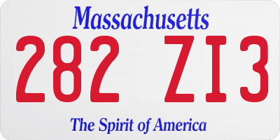 MA license plate 282ZI3