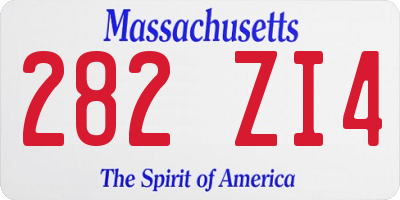 MA license plate 282ZI4