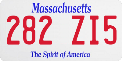 MA license plate 282ZI5