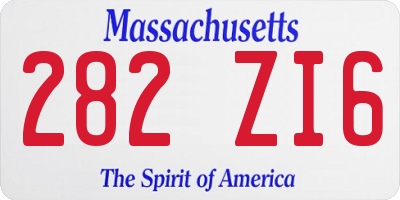 MA license plate 282ZI6