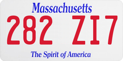 MA license plate 282ZI7
