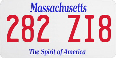 MA license plate 282ZI8